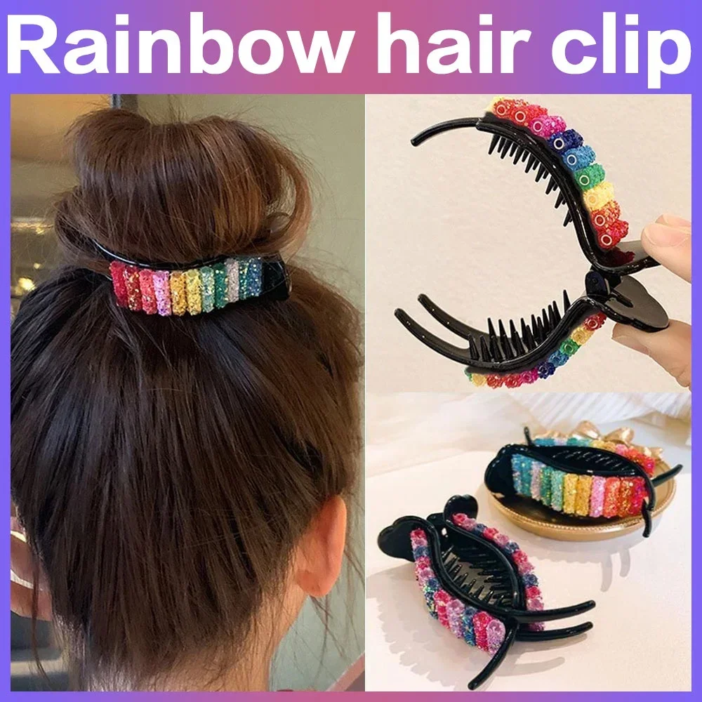 

1pc Korean Rainbow Hair Clips For Ponytail Bun Hair Clamps Candy Color Hairpin Hair Claw Accessories Fashion Gifts