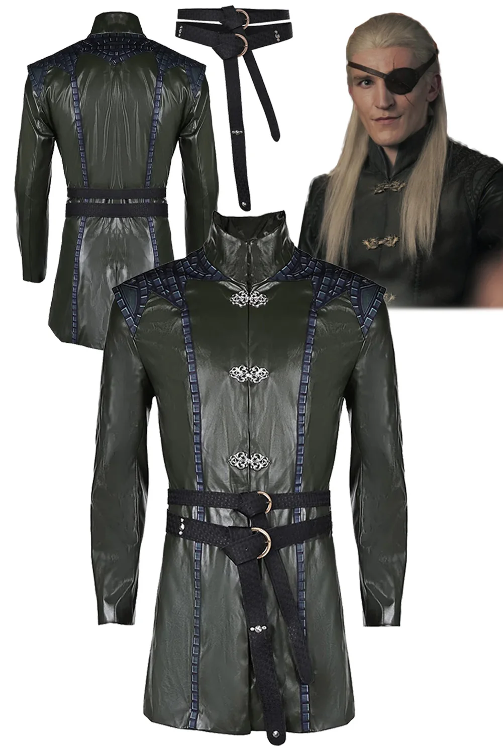 Disfarce Medieval Prince Altar Cosplay para Homem, Interpretação, Roupa de festa extravagante, Verde escuro, TV Dragon, 2 House, Adulto