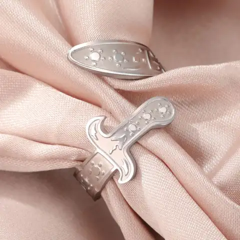 LIKGREAT Shia Zulfiqar Sword Ali Ring for Men Women Stainless Steel Arabic Imam Adjustable Ring Islam Muslim Amulet Jewelry