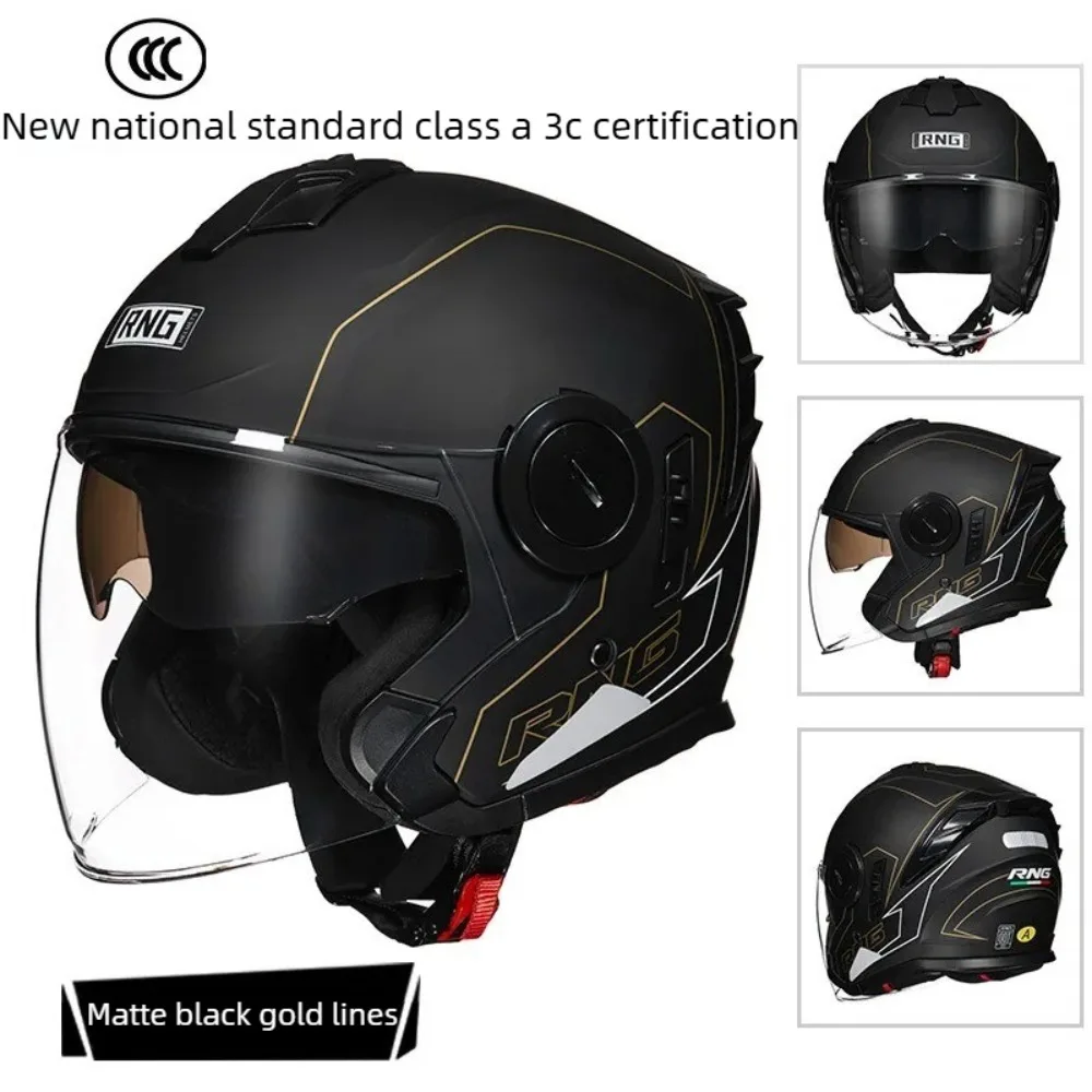 Motorcycle Helmet 3/4 Half Helmet with Bluetooth Earphones, All Season Universal 3C Certification, ABS Material