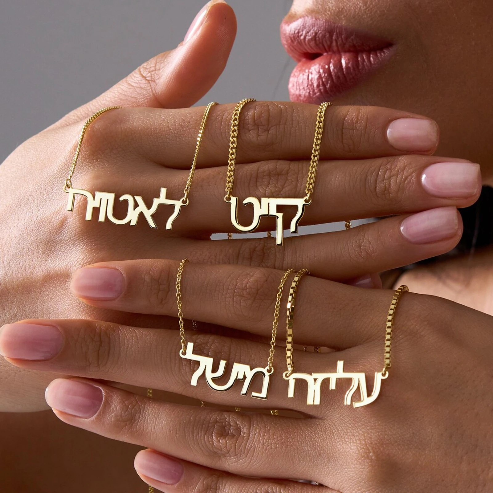 Lemegeton Custom Hebrew Name Necklace Personalized Name Pendant Women Men Stainless Steel Jewelry Customized Party Couple Gifts