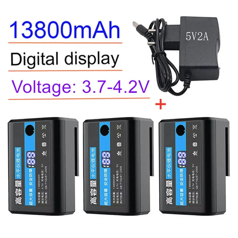 13800mah infrared laser level rechargeable lithium battery for 2-wire / 3-wire / 5-wire / 12 wire push universal digital battery