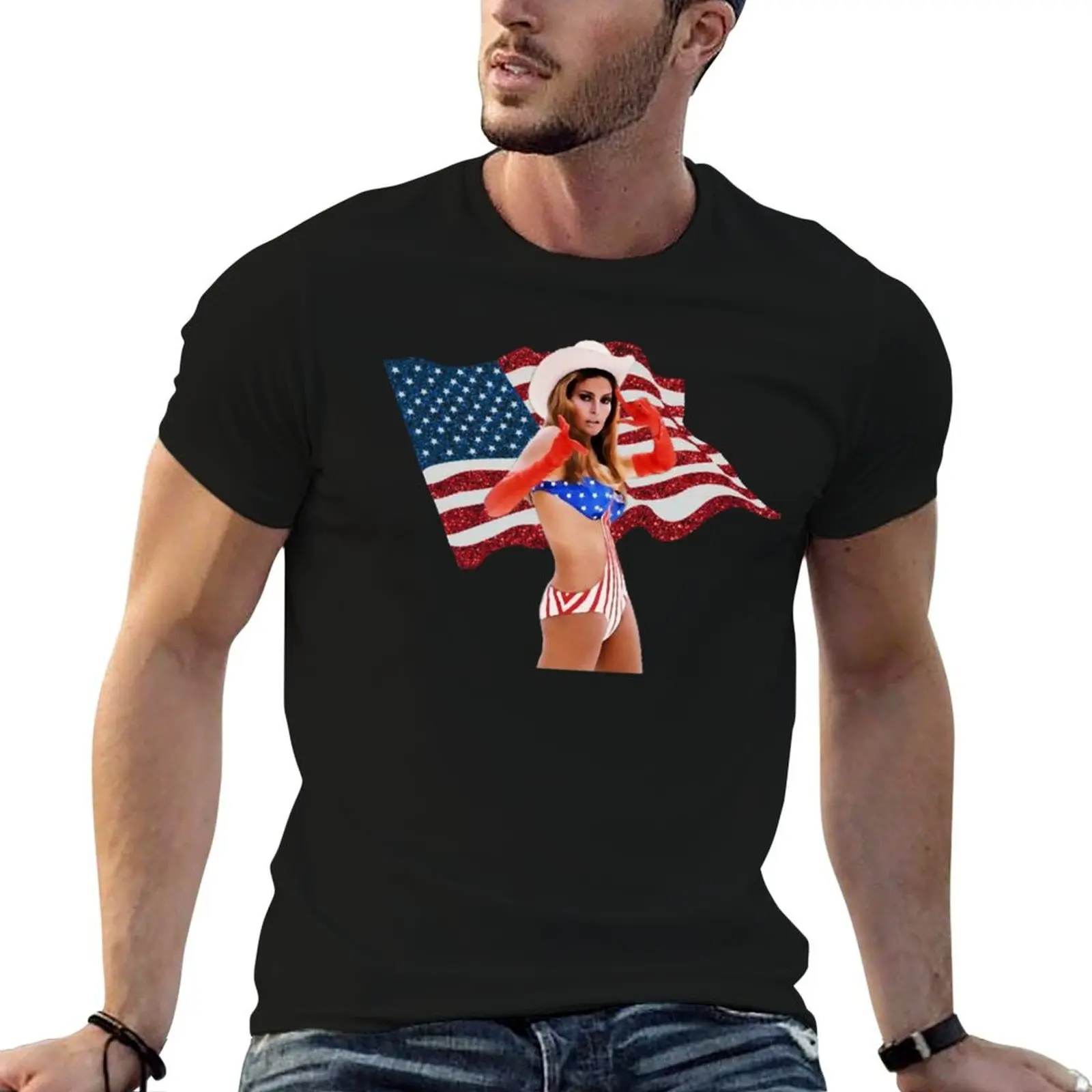 Raquel actor Welch T-Shirt Basic Breathable Solid Color T-Shirt