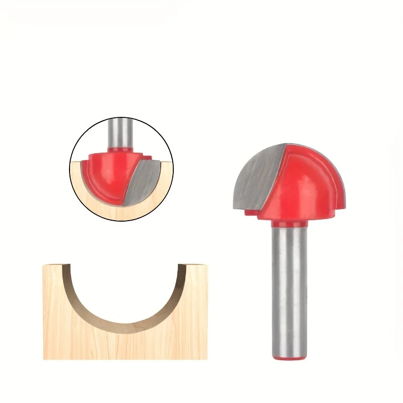 ‌5-Pcs Round Bottom Router Bit Set (8mm Shank) - Red Grooving R-Corner & Half-Round Ball Bits for Engraving‌