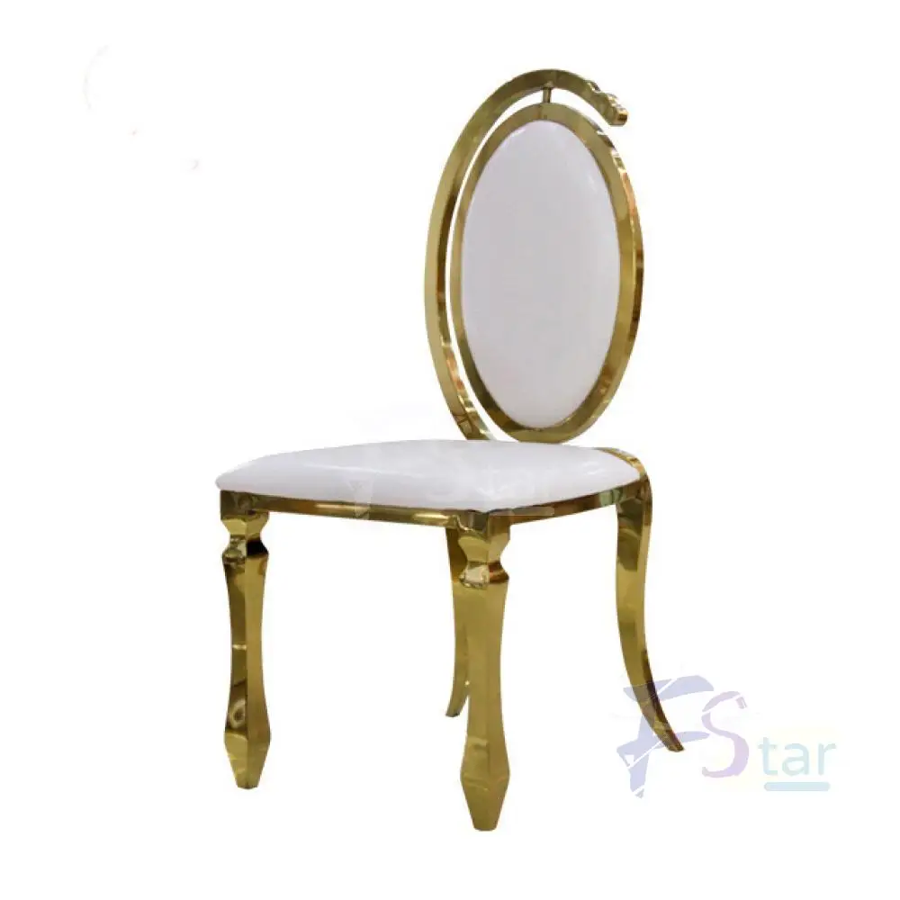 Wholesale Modern Stackable Stainless Steel Furniture Gold Oval Back Dining Chair