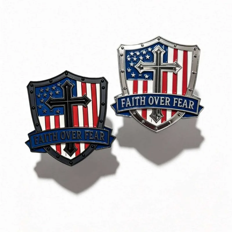 American Cross Shield Pattern 3D Metal Vehicle Decal High-quality Modification Accessories, DIY Decoration, Scratch Concealment