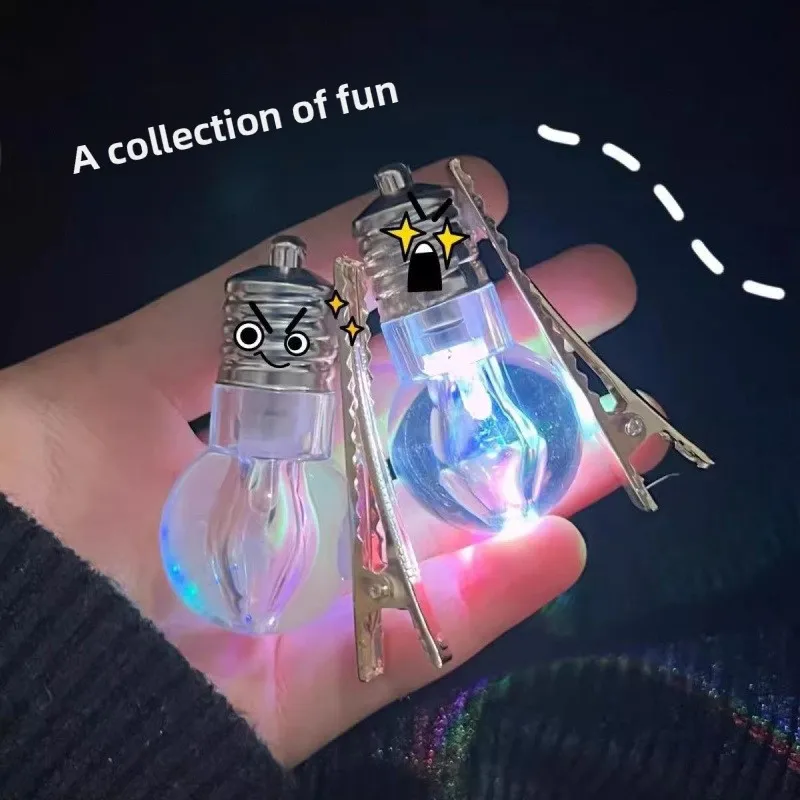 1-20PCS Glow in Dark LED Hair Clip Light Up Simulated Bulb Barrette for Women Girls Party Night Unique Flash Novelty Gift - view 3