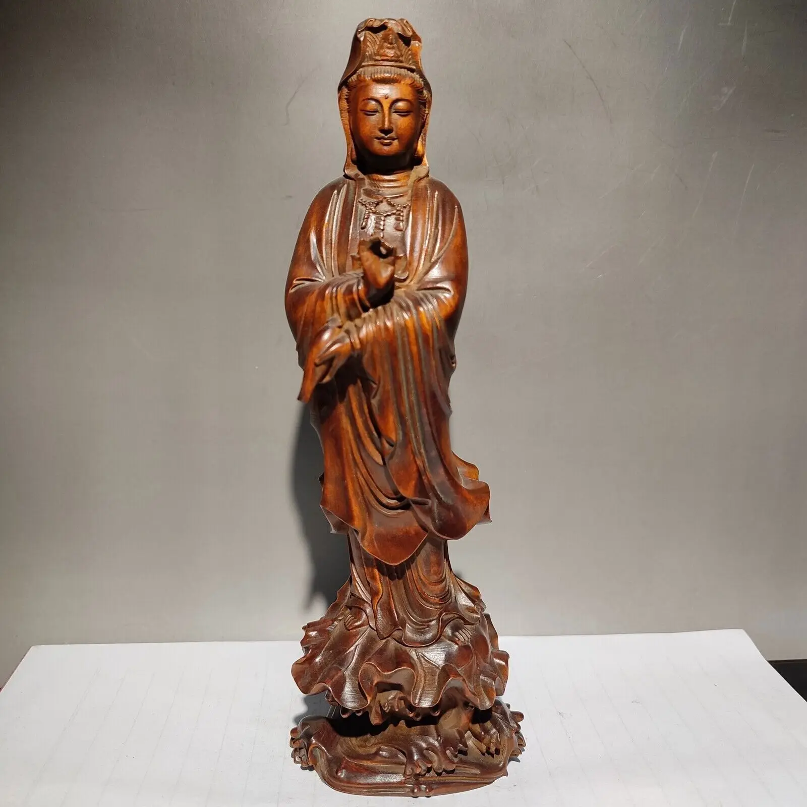 Wood Figure Guanyin Statues Kind Buddha Home Decor Wooden Carvings