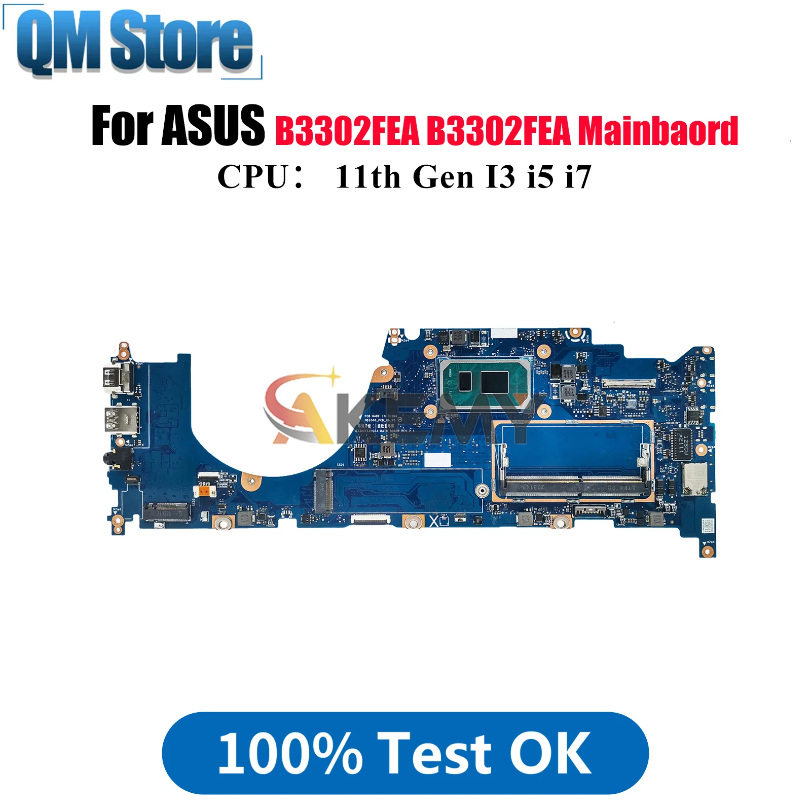 

B3302FEA Laptop Motherboard For ASUS ExpertBook B3302F B3302FEA Notebook Mainboard With 11th Gen I3 i5 i7 tests OK fast shipping