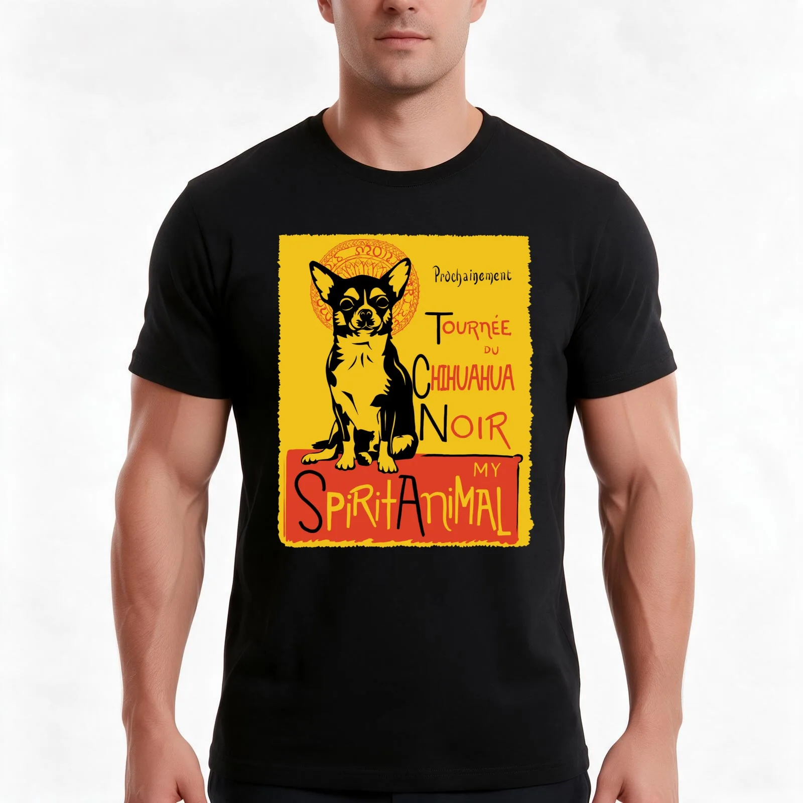 Funny Chihuahua Cute Dog Chat Noir Mashup Art Design T-Shirt Summer Casual Cotton Tee Oversized Streetwear Tops 100% Cotton
