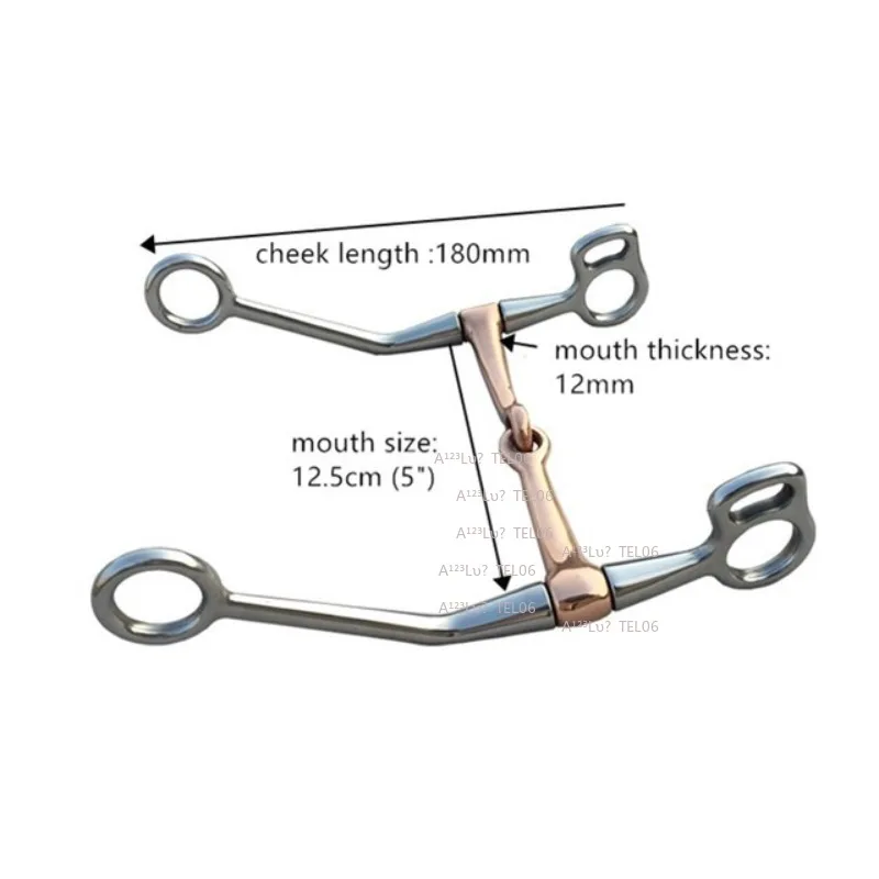 Stainless Steel Western Horse Bit Equestrian Supplies Mouthpiece 12.5cm Copper Mullen Mouth