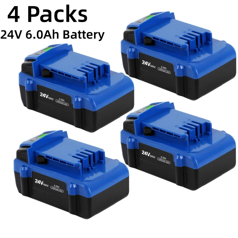 4-Pack 6000mAh Replace Battery for Kobalt 24V Battery Compatible with Kobalt 24Volt Lithium Ion Battery KB624-03 KB524-03 KB424-03 KB224-03