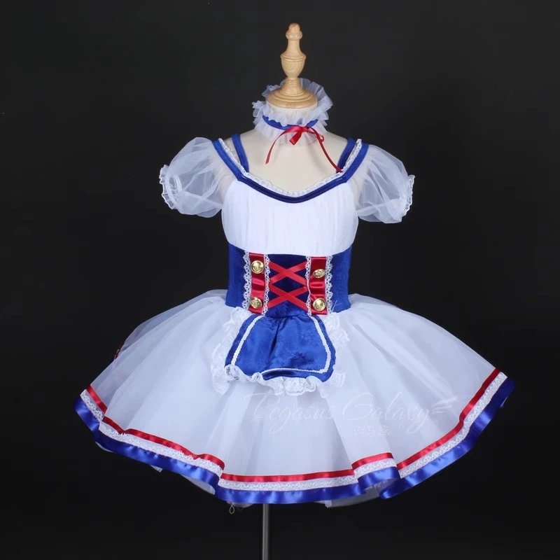 

Girl Ballet Tutu Dress Women Puff Sleeve Navy Style Stage Performance Dancewear Adult Children Court Style Stage Shows Dresses