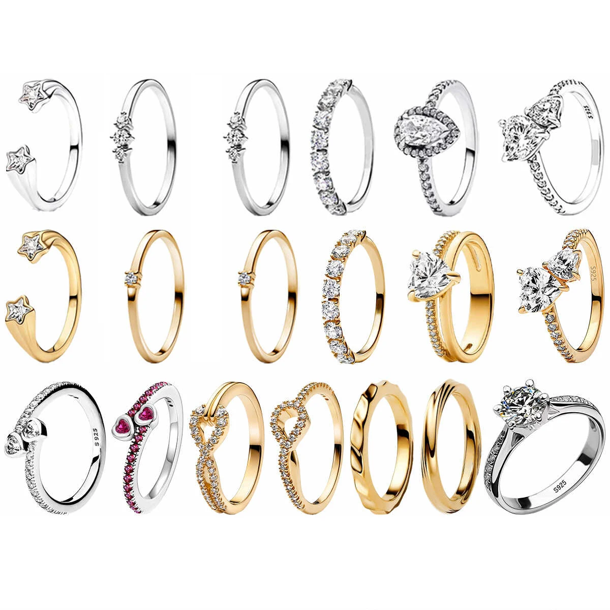 رائجة البيع خاتم الأصلي 925 فضة خاتم القلب القوس ستار تاج 6789 حجم لعيد الأم هدية عيد الحب لتقوم بها بنفسك مجوهرات #1