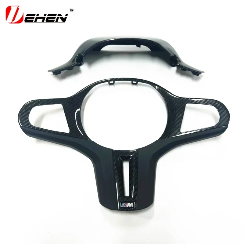 2PC Carbon Fiber Car Steering Wheel Panel Decoration Cover Trim For 3 4 5 6 8 Series G20 G22 G26 G29 G30 G32 G15 G16 G01 G05 G12