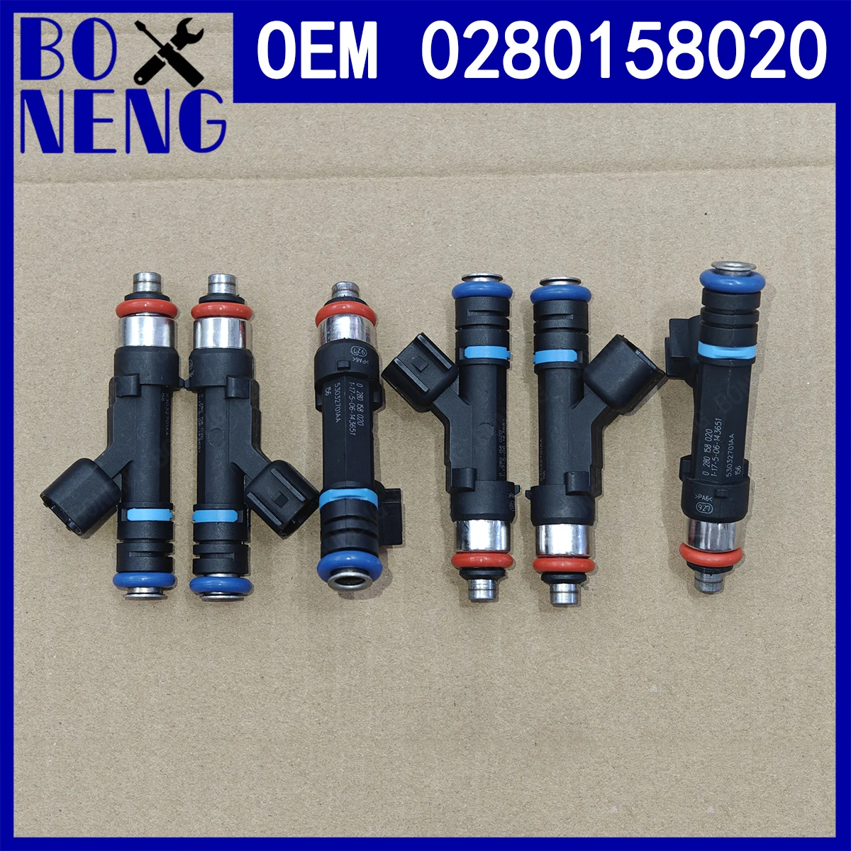 6PCS/lote OEM 0280158020 Inyector de combustible para Jeep Commander 2006~2010 Grand Cherokee 05~10 Liberty 2004~12 3.7L V6 53032701AA