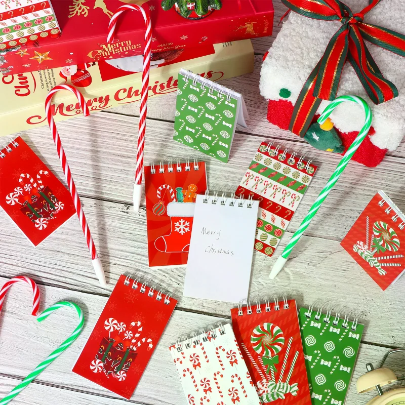 12 Pcs Christmas Pen Bulk Holiday Pens Modeling Cheistmas Plastic Candy Cane Shape Shaped Stationery