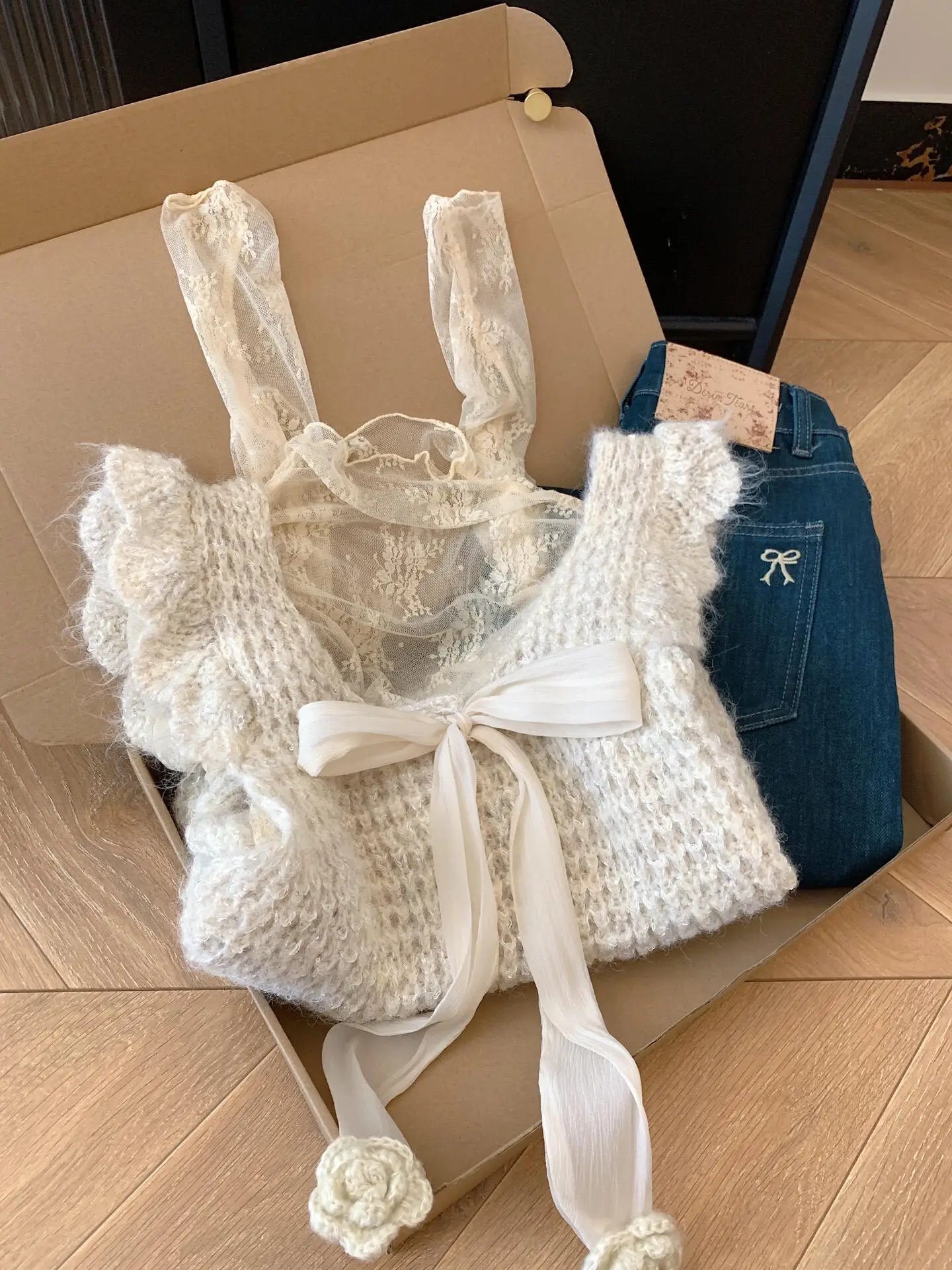 

Sweet Knitted Sweater with Bow Design Women's Slim Fit Autumn Winter Faion Casual Comfortable Breathable Elastic ...