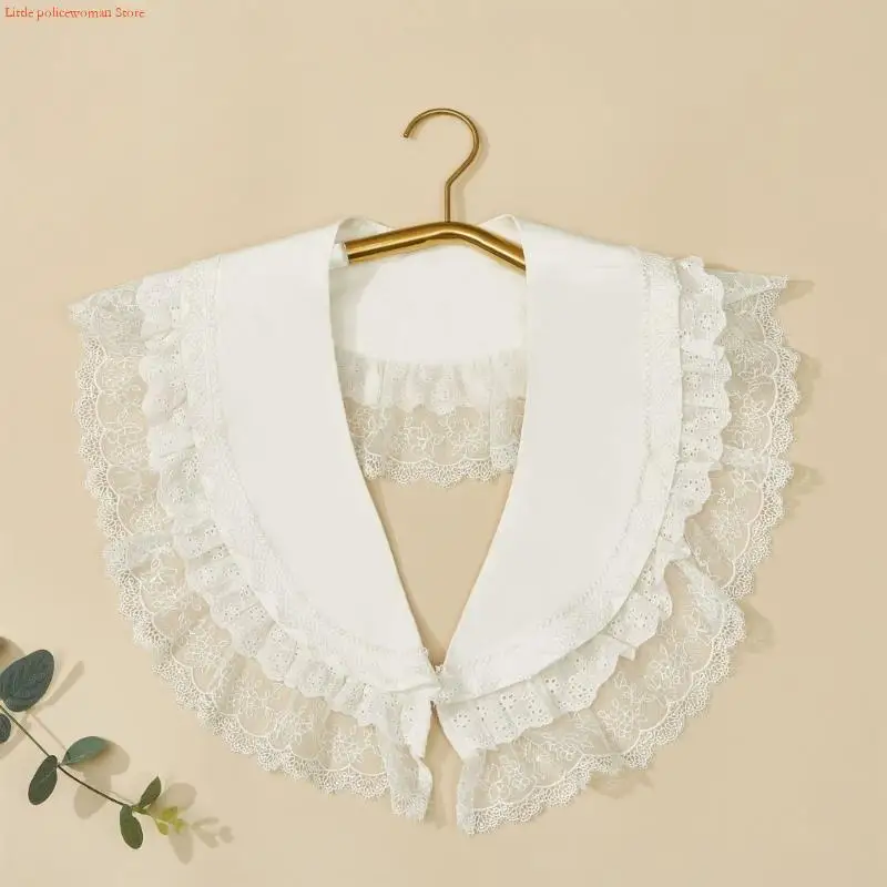 

F92D Lace Trim Detachable Collar Elegant Neckpiece For Formal Casual Outfit Enhancer