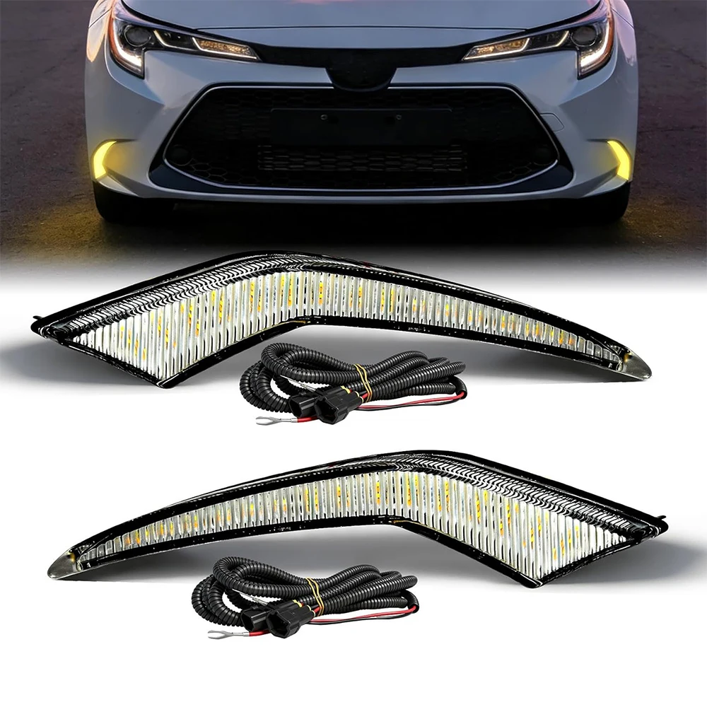 

Светодиодные ДХО для Toyota Corolla 2021-2023 L LE XLE: динамические дневные ходовые огни с последовательным сигналом поворота, комплект передних бамперных фонарей