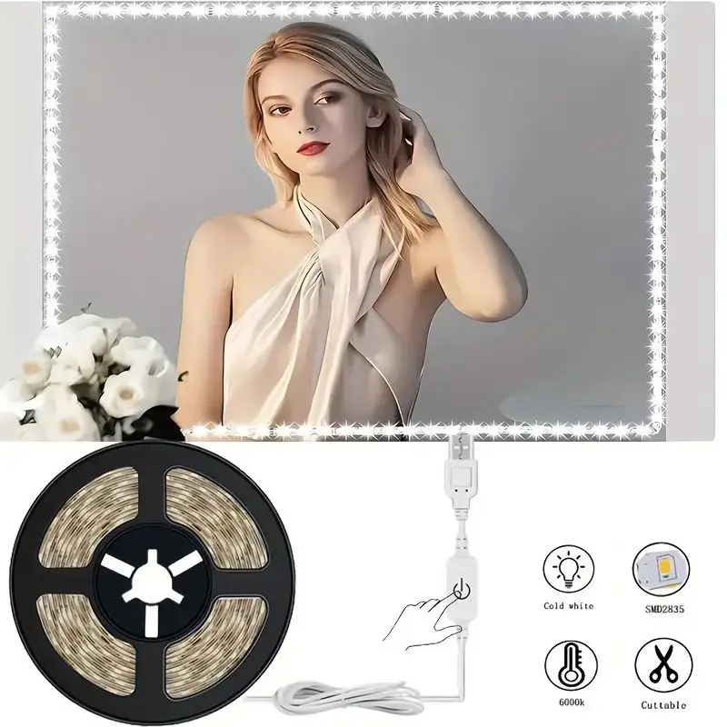 USB LED قطاع أضواء 5 فولت 2835 LED الشريط اللمس/اليد مفتاح مستشعر عكس الضوء الشريط للتلفزيون الخلفية خزانة مرآة غرفة الديكور