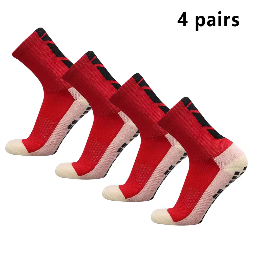 4 pairs of football socks sports socks men\'s mid-calf socks silicone non-slip dot socks basketball yoga socks