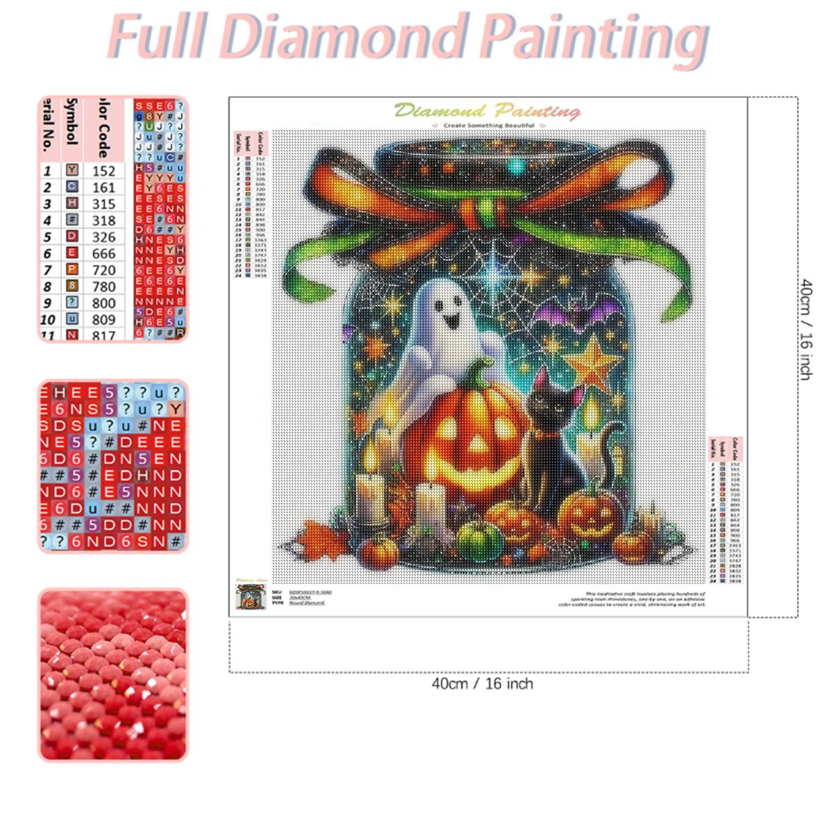 RUOPOTY Halloween Bottle Pumpkin Diamond Painting Ghost Black Cat Full Drill 5D Embroidery Mosaic Complete Kits Full Square/Roun