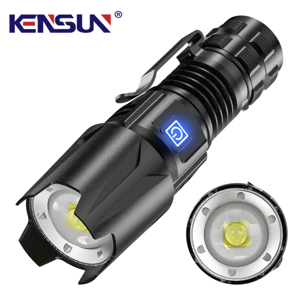 Portable High Power LED Flashlight True Quad Core Stepless Dimming Attack Head Mini Tactical Flashlight with Pen Clip