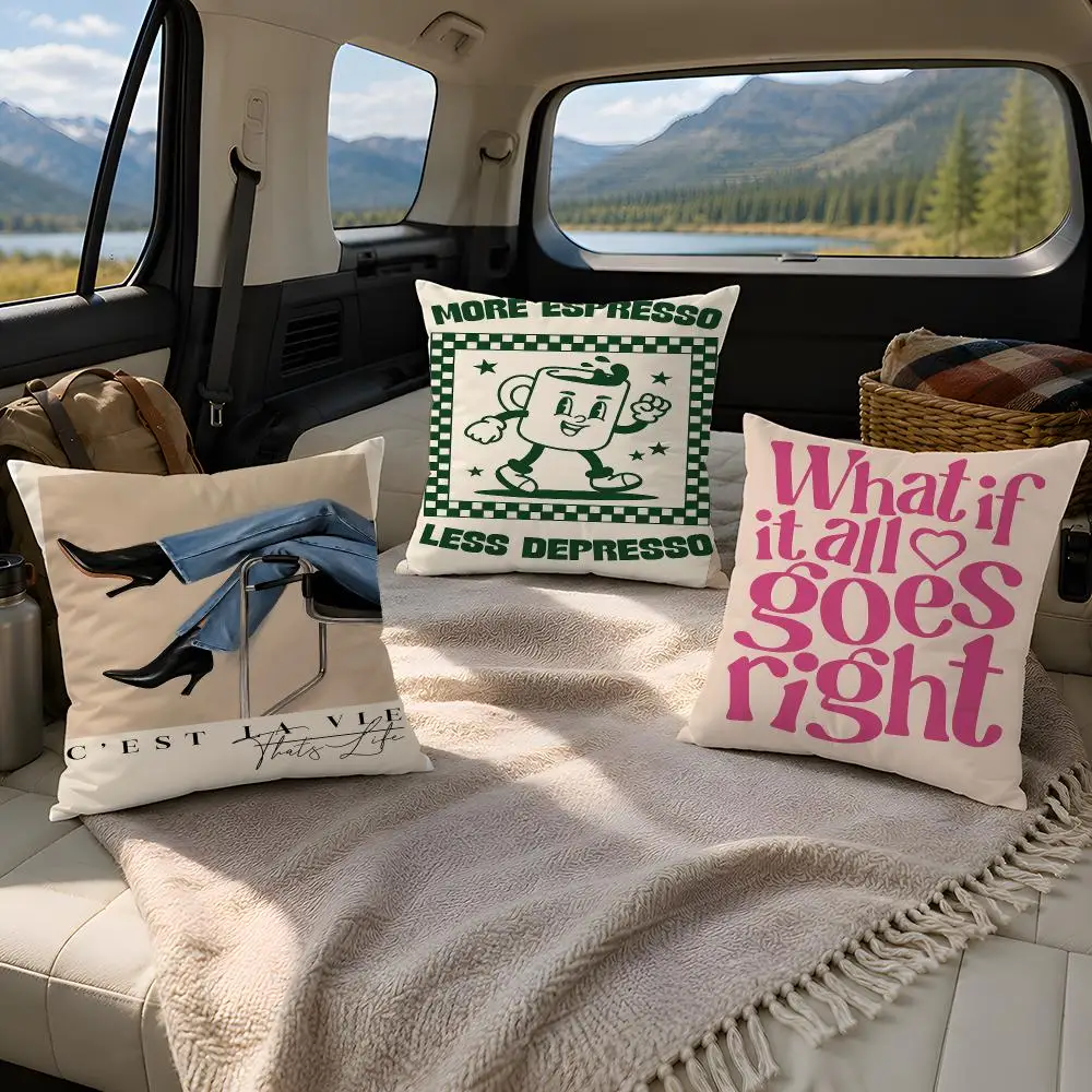 Quote Typography Posters Cushion Cover Plush Fabric Soft Double-Sided Printed Sofa Warm Winter Home Gift Pillow Cover