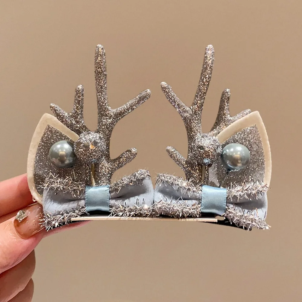 Merry Christmas Decor Christmas Elk Hairpin Bowknot Sequin Children Deer Antler Hair Clip Snowflake Korean Hair Accessories