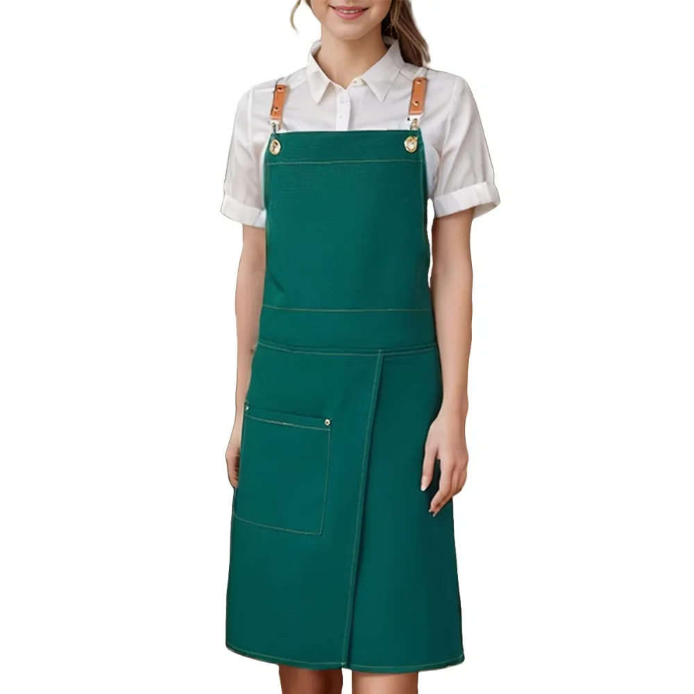 

Многофункциональный водонепроницаемый фартук для кафе с карманом, износостойкий холщовый фартук, унисекс, юбка с разрезом, дизайн, фартук для рисования, студия