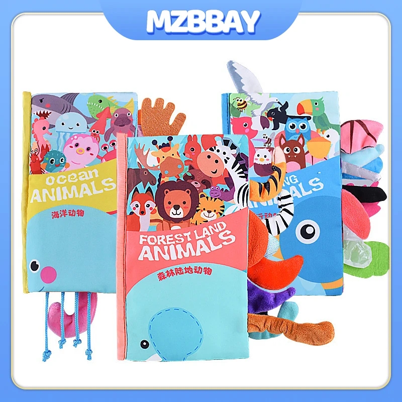 Pasgeboren Baby Zachte Doek Boek Scheur Driedimensionale Staart Boek Baby Activiteit Puzzel Ouder-kind Interactief Doek Boek Speelgoed Cadeau