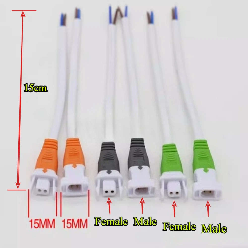 20Pcs LED Power Connectors with Lock Buckle 15cm length cable Male Female jack 2-Pin Plug Pitch 3mm for driver LED Strip Lights