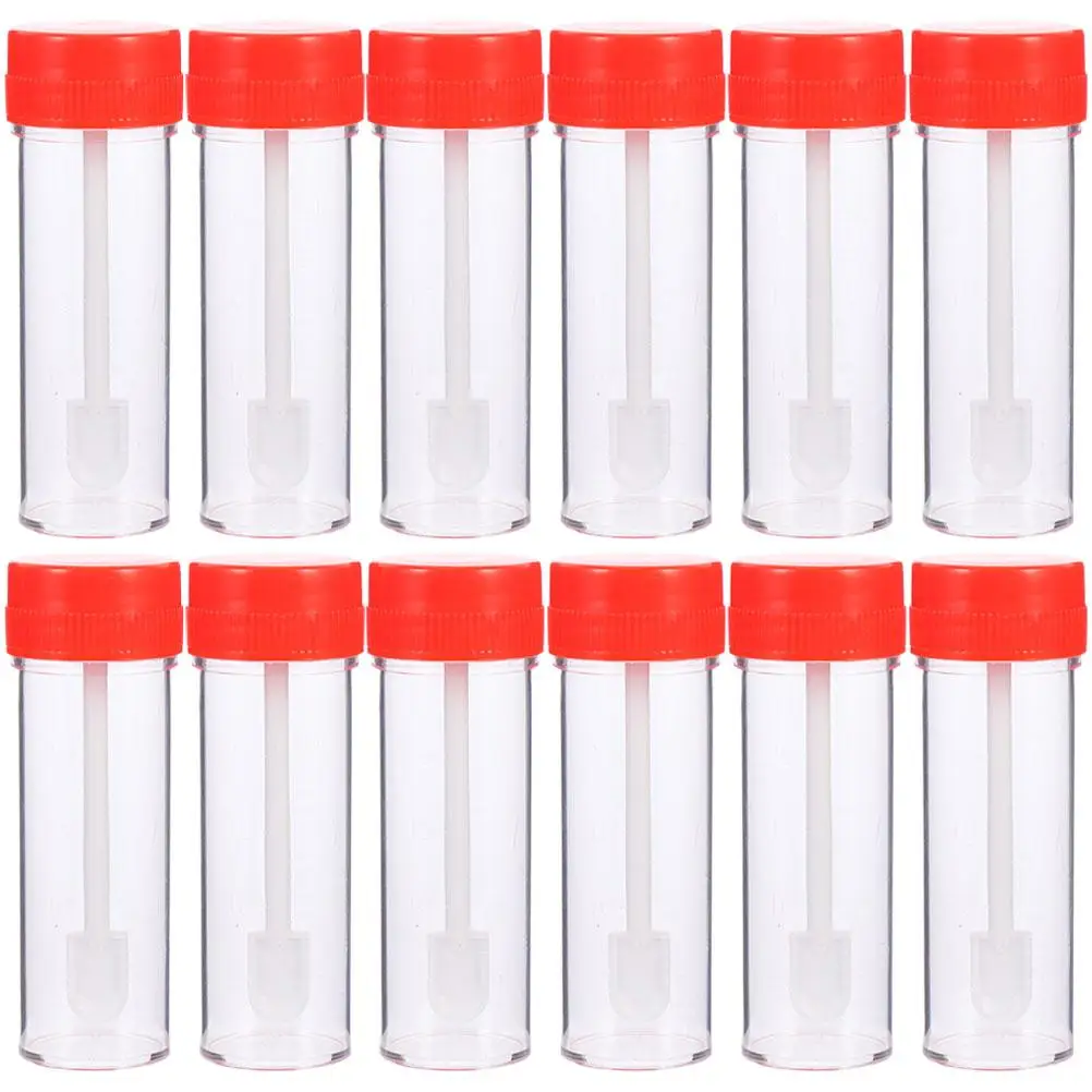 

12pcs Stool Sampling Tubes Disposable 25ml Plastic Storage Tubes Specimen Container for Medical Test Multipurpose