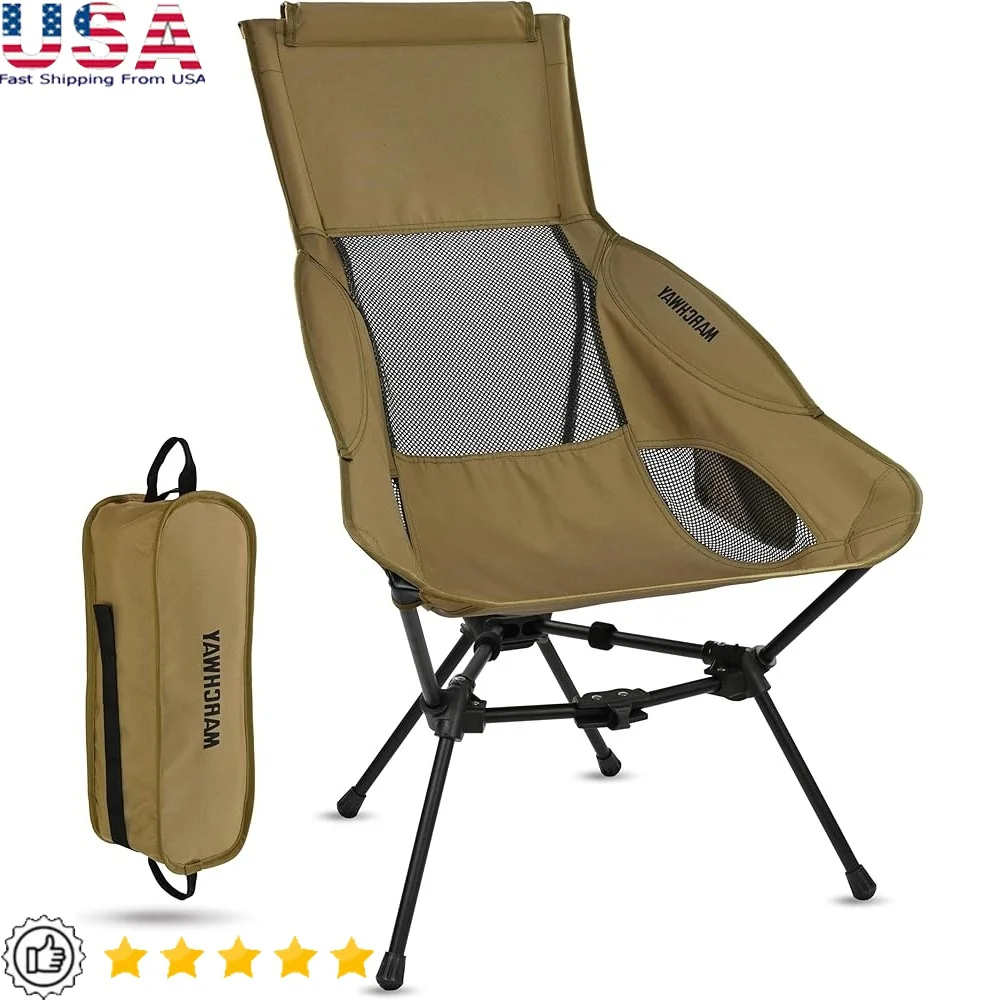 

Lightweight Folding High Back Camping Chair Portable Head Support Stable Compact Outdoor Travel Fishing Picnics Festivals Hiking