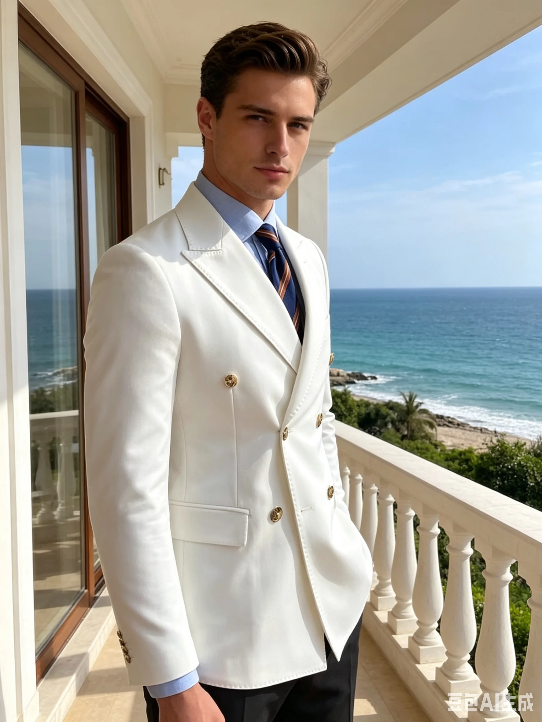 

Ivory/Navy Blue Wedding Men Suits Blazer Business Groom Wear Tuxedo Jacket Formal Outfits Party Prom Double Breasted Coat Tops