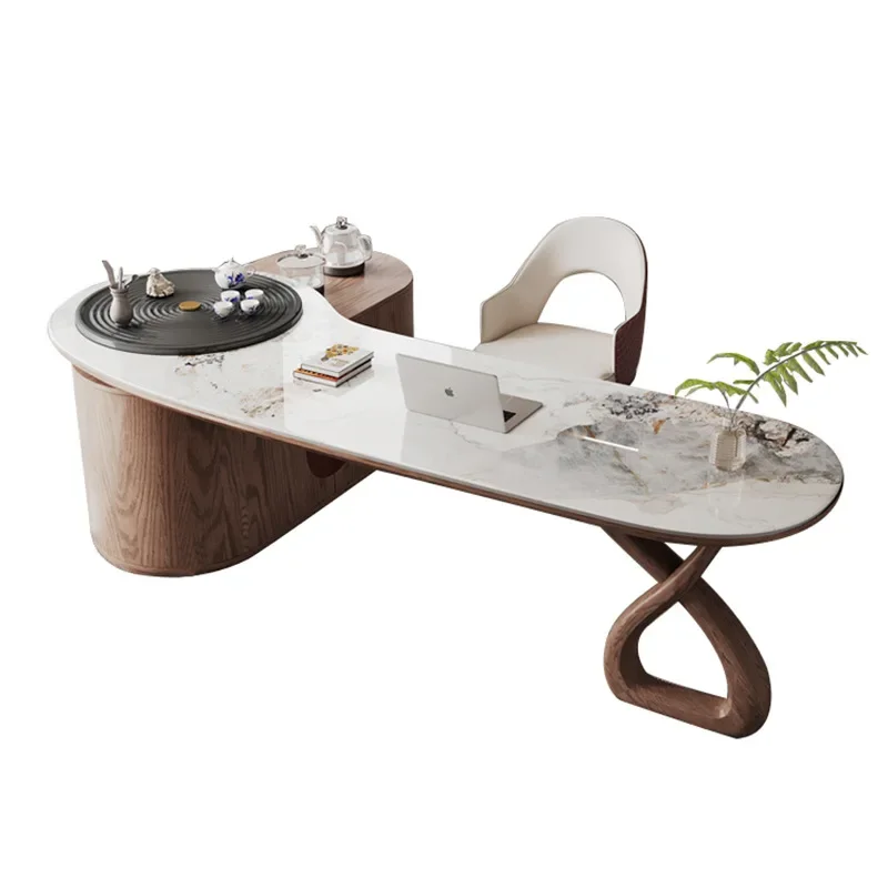 Modern simple office with tea set to make tea
