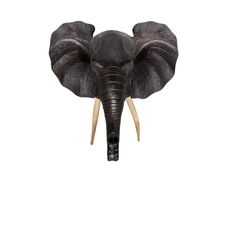 

Solid wood carving elephant head wall hanging Southeast Asia wall hanging decoration living room background decoration