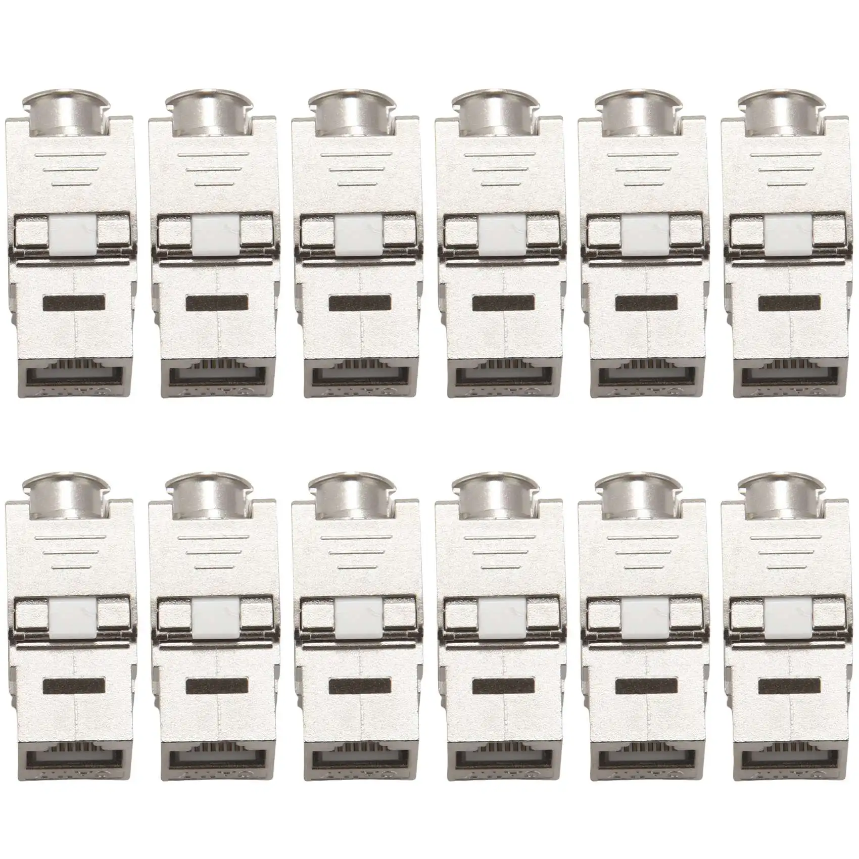 Beauty 12 Pcs RJ45 Keystone Cat7 Cat6A Shielded FTP Zinc Alloy Module Network Keystone Jack Connector Adapter 10GB Network