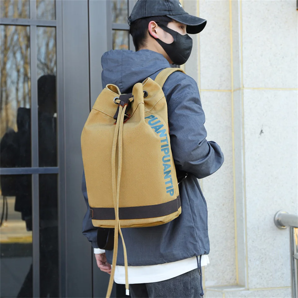 Men High Qualityl Canvas Backpack Male Simplicity Retro Letter Shoulder Bags Large Capacity Outdoor Versatile Casual Travel Bags