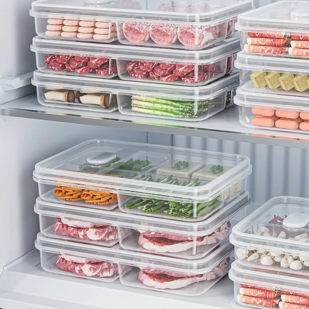 

Transparent Refrigerator Storage Box Fresh Preservation Food Classification Shelf Food Case with Lid Multifunctional