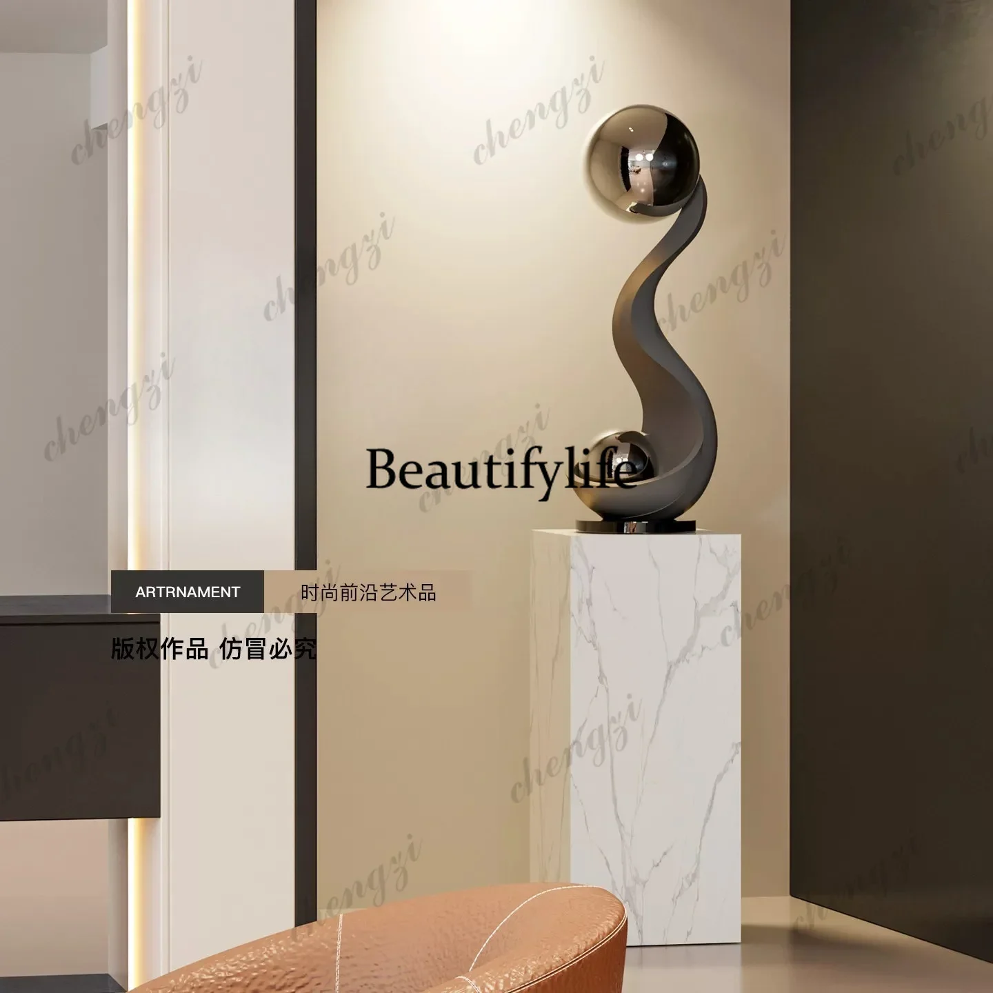 A52 Modern light luxury art sculpture floor-to-ceiling ornament creative decoration living room entrance vertical height handicr