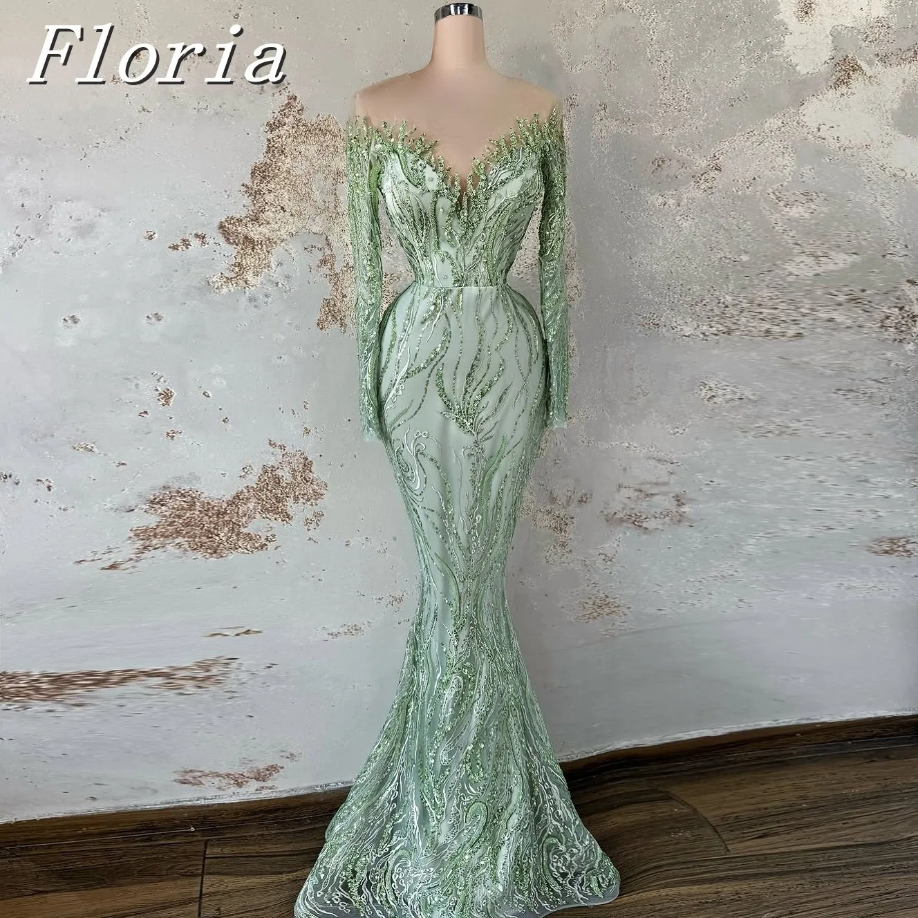 

Luxury Dubai Sequined Mermaid Evening Party Dresses Classic V-neck Off The Shoulder Formal Occasion Party Dress Customized