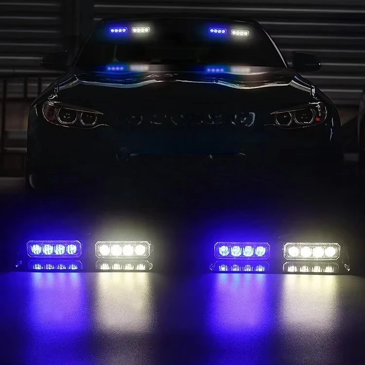 Emergency Dashboard Strobe Windshield Car Truck 16 Emitting Diode Warning Light Strip + License Plate Strobe Light
