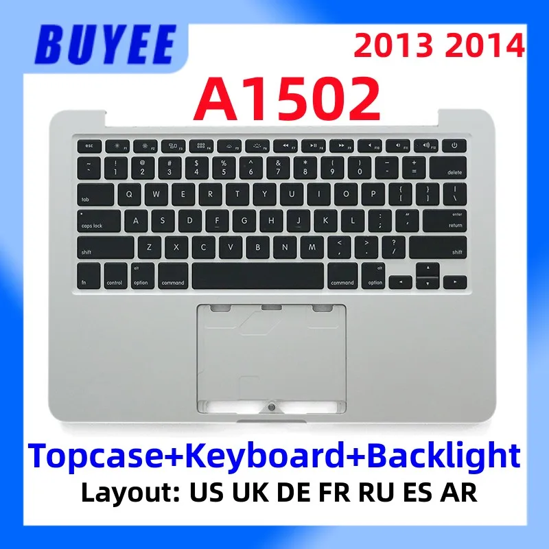 

A1502 Palmrest For Macbook Retina Pro 13.3" A1502 2013 2014 Topcase Keyboard Backlight US UK Spanish France Russian German Arabi