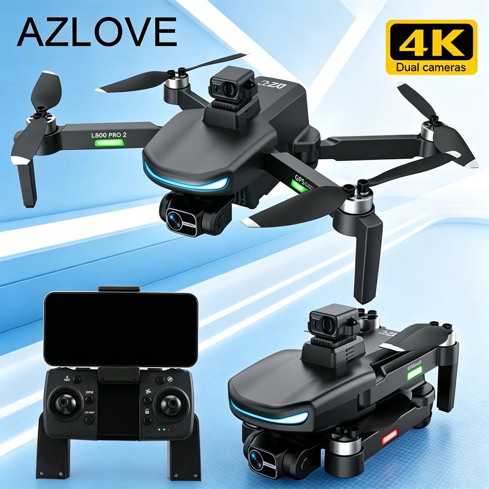 L800 PRO2 GPS Drone 4K Professional HD Cameras 3-Axis Gimbal Security UAV Brushless Optical Flow Hovering Foldable RC Quadcopter