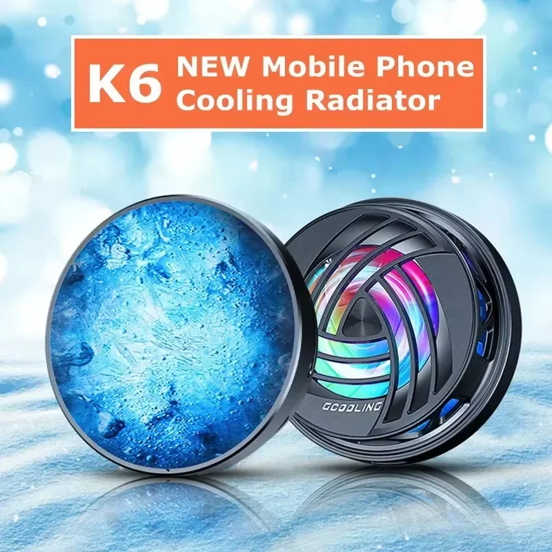 

Mobile Phone Magnetic Semiconductor Radiator K6 with RGB Colorful Light Ice-cold Cooling Fan for IPhone Samsung Xiaomi Universal