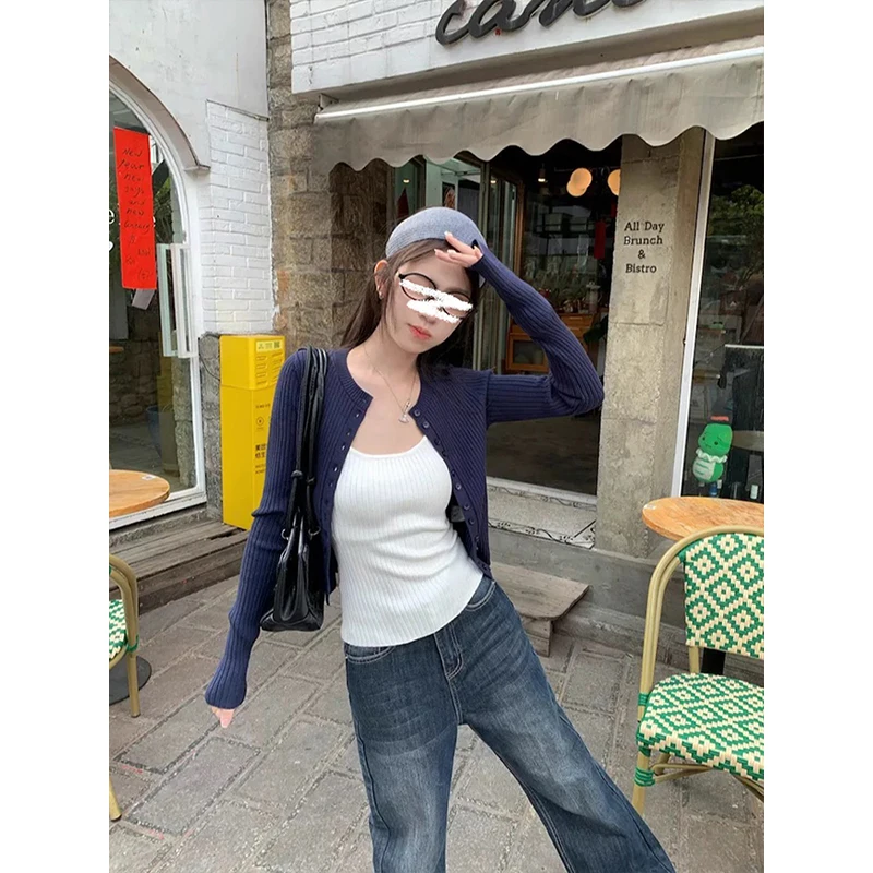 

MosesQueen Korean Style Chic Knitted Cardigan Summer Tank Top Women's Fashionable Ensemble Breathable Comfortable Fit Ladies'...