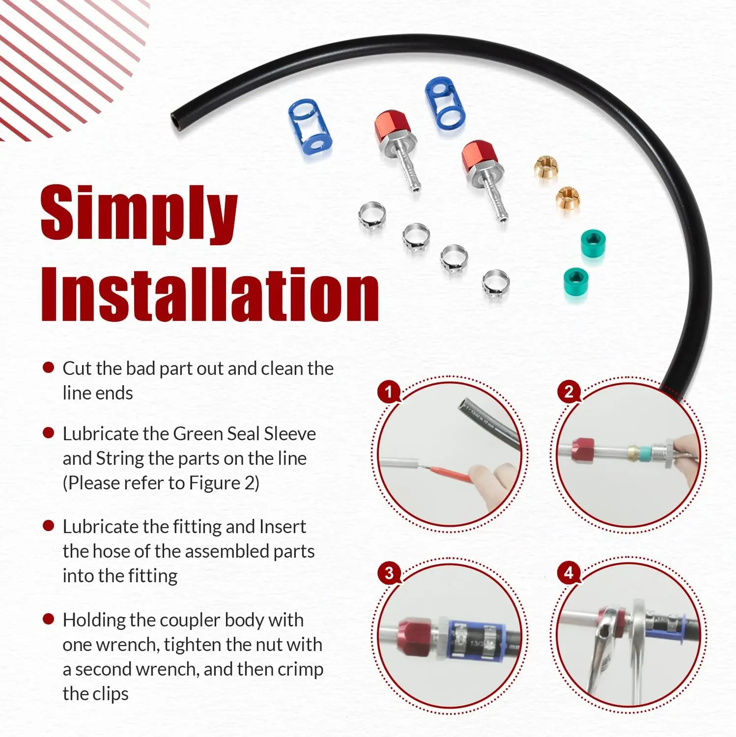 ANX A/C Line Splice Kit für 3/8" Line mit Nr. 6 Schläuche 24 Zoll Klimaanlage Reparatur Spleißverbinder Kit 800-671 – Detail 4