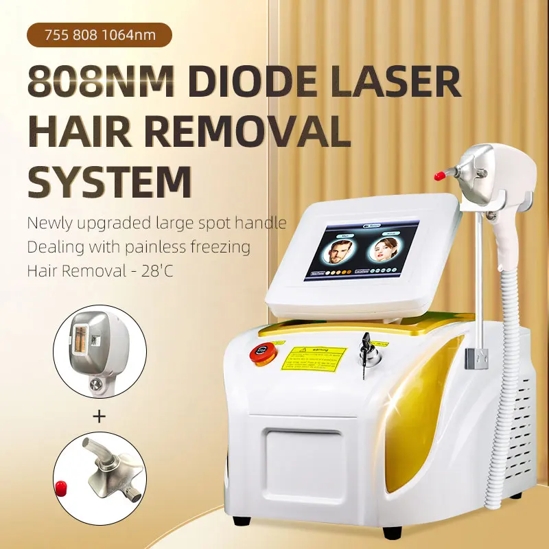 ADG Best Depilator Laser New Handle Ice Platinum Cooling System Skin Care 808nm 755 1064 Hair Removal Mchine 3 eavelengths